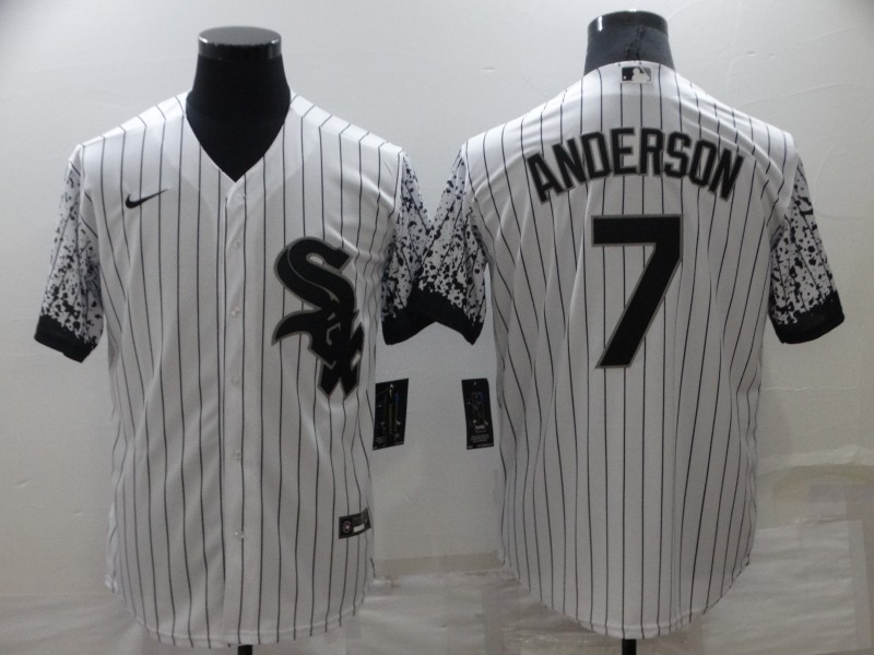 Men's Chicago White Sox #7 Tim Anderson White Cool Base Stitched Jersey Men's Chicago White Sox #7 Tim Anderson White Cool Base Stitched Jersey